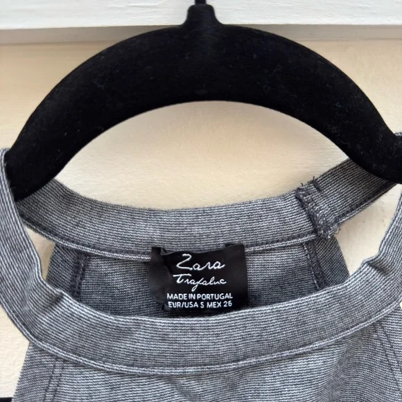Zara Gray Fitted Crop Tank Top - Picture 2 of 3
